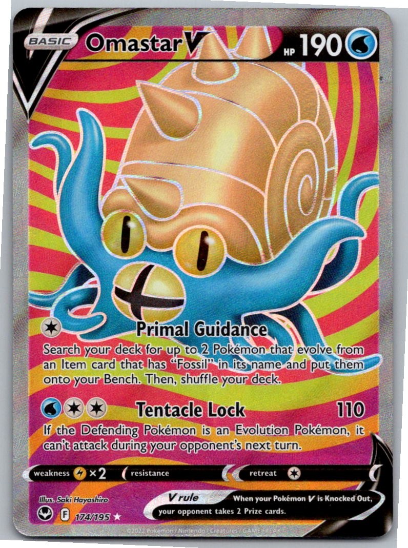 Omastar V (Full Art) Ultra Rare SWSH12: Silver Tempest 174/195 NM Holo