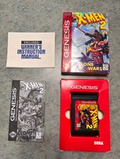 Sega Genesis X-Men 2: The Clone Wars Complete CIB w Reg Card and Box Protector 