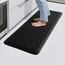 Black Anti Fatigue Kitchen Mat 17.3x39 Inch 4/5 Inch Thick Comfort Rug