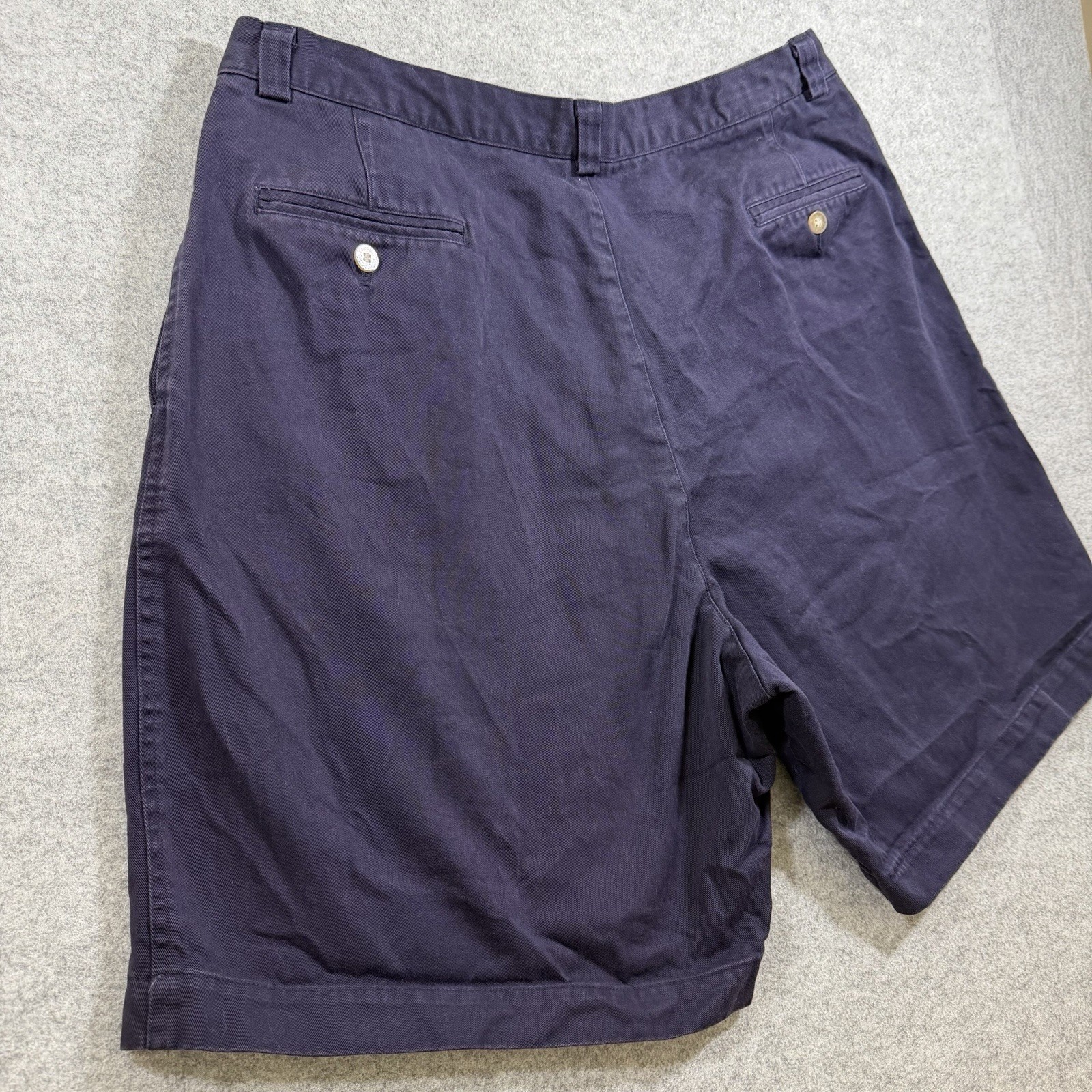 Vintage Perry Ellis 90s Faded Shorts Navy Chinos Pleated Men’s 40 Preppy Style thumbnail 8