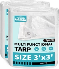 3x3 Feet Small Tarp Waterproof 3×3 Feet(2-pack)-Finished size White