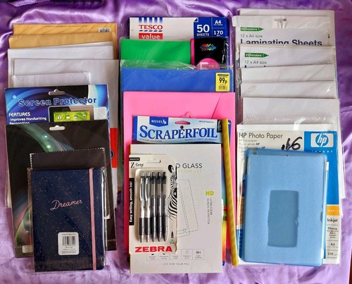Restposten Schreibwaren - Fotopapier, Laminierblätter, Umschläge, Stifte, Ordner