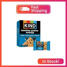 KIND Healthy Grains Energy Bars, Dark Chocolate Chunk, 21g Whole Grains, Made wi