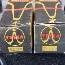 Matched pair ECC83 / E83CC TESLA Boxed  - NOS Yellow Print May 1960 Tested 100% 