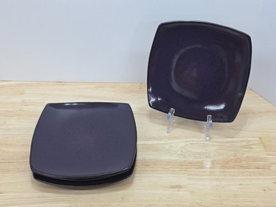 Gibson Soho Lounge Set of 4 Square Dark Purple Salad Plates 7.5 