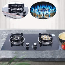 Kitchen Natural Gas Cooker 2-Burner Gas Cooktop Stove Top Built-in NG Gas Stove