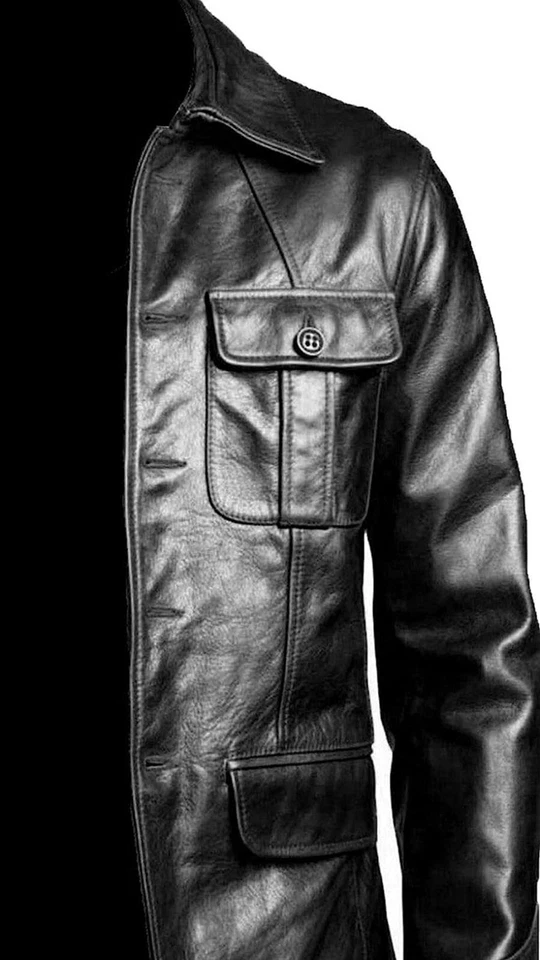 Blazer estilo motociclista negro vintage para hombre estilo chaqueta de cuero genuino Foto 2 de 4