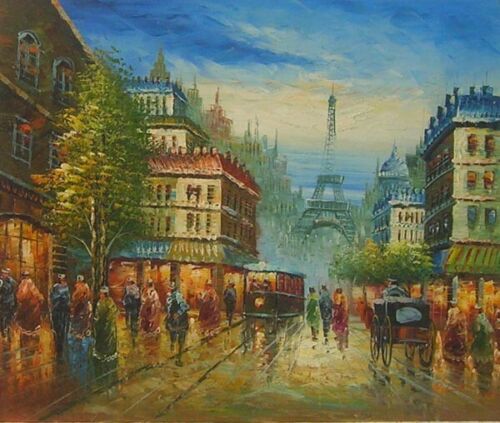 Hand Painted 24x36" Oil on Canvas-Evening in Paris - Picture 1 of 1