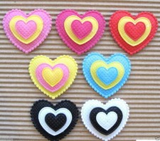 60 - 70pc x 1 3/8" Padded Felt Heart Appliques for Wedding Valentines ST534M