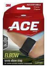 ACE Tennis Elbow Support Brace Adjustable Compression Moderate Support Black