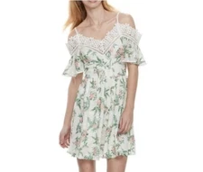 Disney Princess & The Frog Juniors' Floral Lace Cold-Shoulder Dress Size Medium