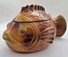 🏺 Vintage: FISCHTOPF Fischsuppen-Terrine, Keramik - Sarreguemines France 1970er