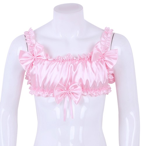 Set Reggiseno Uomo Sissy Frilly Arruffato Senza Ferretto Bralette con Mutandine Set Lingerie - Foto 12 di 48