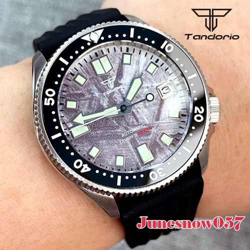 Tandorio Meteorite Pattern Dial 20ATM Brushed NH35 Mechanical Men Watch Luminous - Picture 10 of 11
