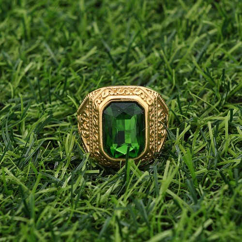 Mens Blue CZ Aquamarine Square Stone Ring Men Stainless Steel Jewelry Gold Ring - Picture 7 of 12