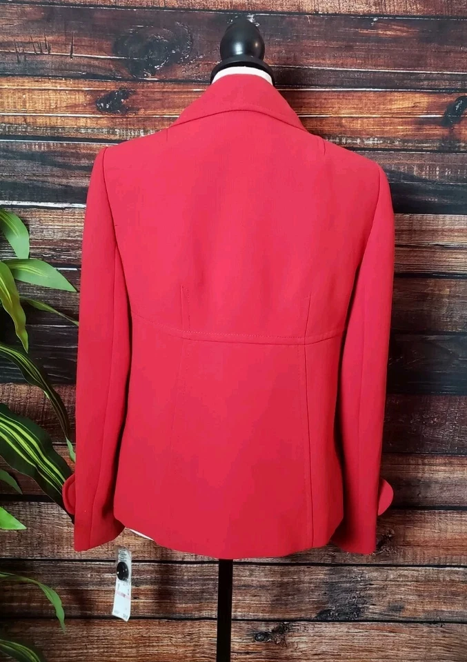 Kasper Blazer Jacket 10 Petite 10P Ruby Red Lined 3 Button Elegant Classy NWT - Image 4 of 4