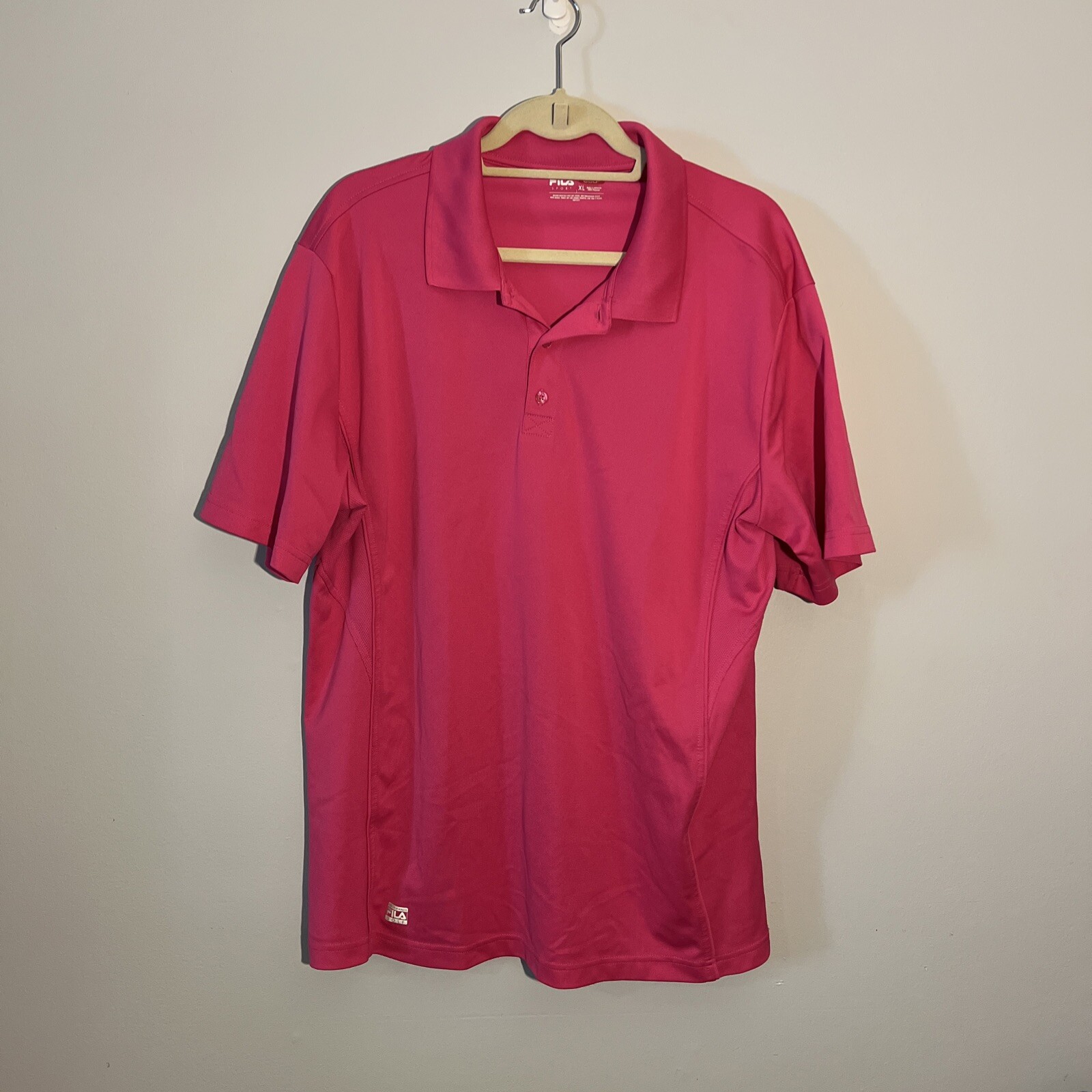 Polo golf da uomo FILA Sport XL maniche corte vestibilità atletica rosa caldo GUC