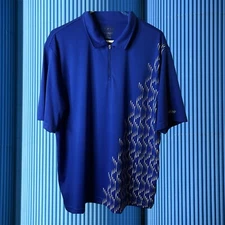 Performix IZOD Blue Striped ZippedShort Sleeve Casual Shirt Size XL