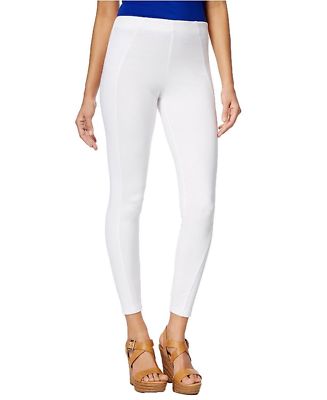 Hue U16558 Lean Line White High Waist Illusion Stretch Ponte Legging, L  $48