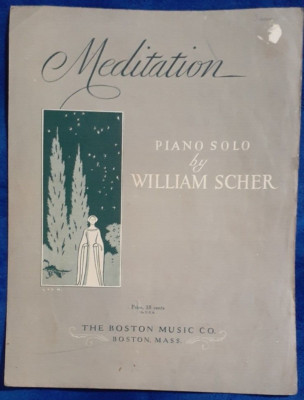 Meditation Piano Solo by William Scher Sheet Music 2 Pages**Stains, Writing**