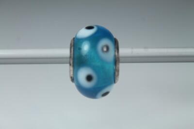 'Blue With Multi Colored Dots Glass' And Silverstone Bead By DaVinci #DB NEW