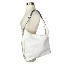 McQ x Alexander McQueen White Saffiano Leather Hobo Bag 14”x 12”x 5” Designer