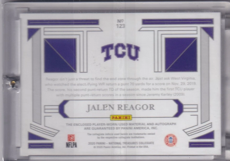 Jalen Reagor 2020 National Treasures 2 Color Patch Rc On Card Auto (20/25) - Image 2 of 2
