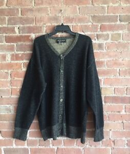 black wool cardigan sweater