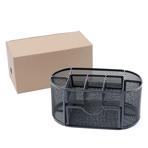 Storage With Drawer Metal Mesh Desk Organizer Stationery Container Pen Holder - Picture 10 of 17