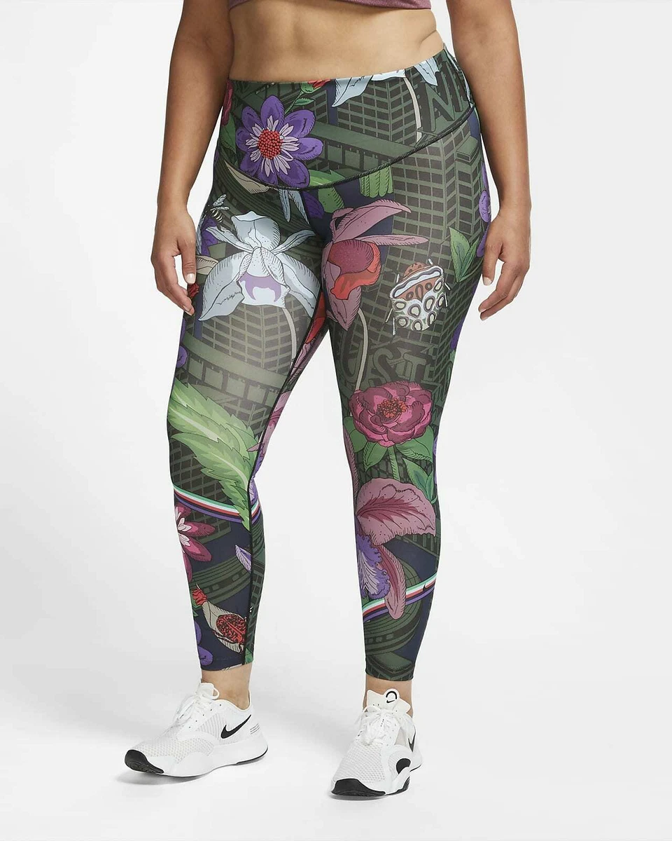 Nike One Icon Clash Womens Printed Leggings Multi Color Plus Size 3X  CZ3244-635