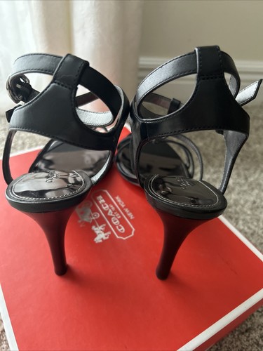 Coach Hellen Heels Black Open Toe Ankle Strap Sandals Sz 8 - Picture 7 of 11