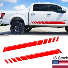 2x Red Sports Stripe Graphics Car Body Side Door Decal Sticker For Truck SUV Etc