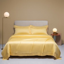 Bedding Set 4pcs Duvet Cover Silk Cotton Cool Breathable Flat Sheet 2pillowcases