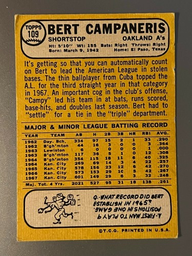 1968 Topps Baseball Singles - 1-457 -- Pick Your Card - Complete Your Set - Picture 135 of 501