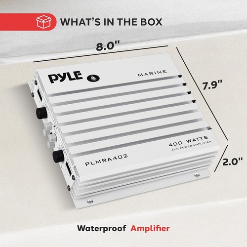 Pyle Hydra 400W 4-Channel Marine Amplifier - Waterproof, Dual MOSFET, RCA Input - Picture 7 of 7