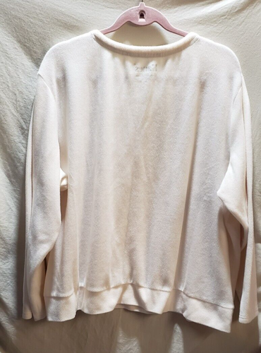 SZ 2X HANES COMFORT SLEEP LONG SLEEVE PAJAMA TOP, CREAM IVORY, POLY/SPANDEX, EUC - Picture 4 of 4