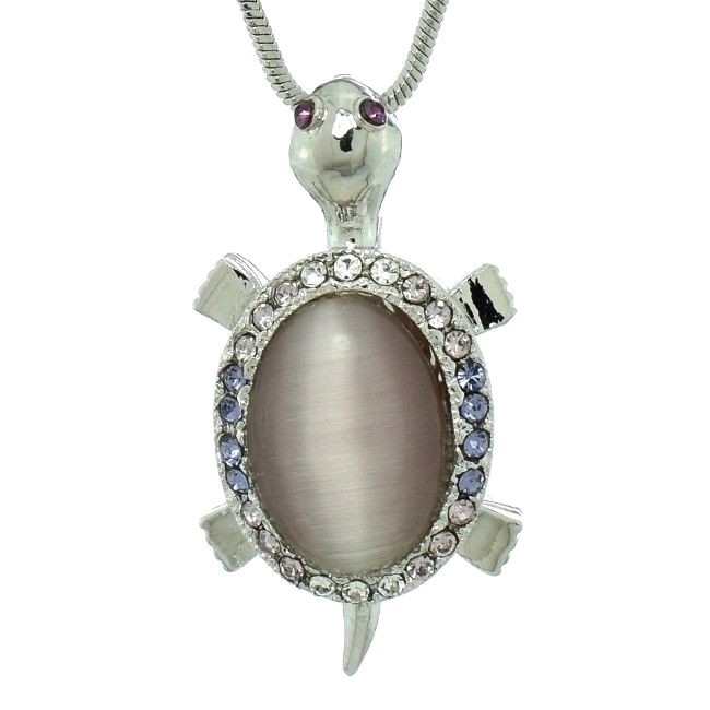 Swarovski Crystal 3D Purple Turtle Glass Pendant Necklace Gift