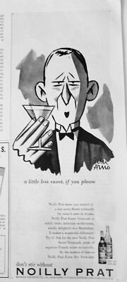 1957 Noilly Prat extra dry vermouth Peter Arno art ad