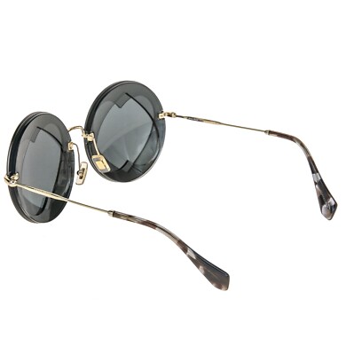 MIU MIU 01S Overlapping Game Gold Black Mirror Round Heart  display picture 2
