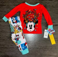 Nwt Disney Mickey Mouse Christmas Snug Fit Pajama Set, 2-Piece 12M 18M 4T