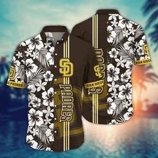 San Diego Baseball Team Padress Hawaiian Shirt Button Down Unisex Adults S-5XL