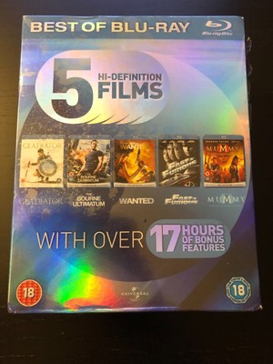 GLADIATOR/ WANTED/ FAST & FURIOUS/ THE MUMMY/ BOURNE 5 DISC BLU-RAY SET *NEU*
