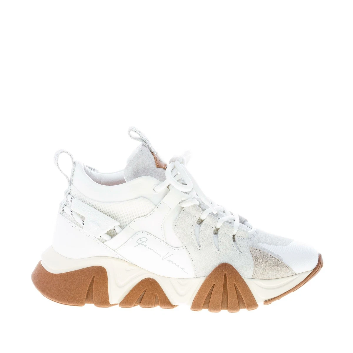 VERSACE men shoes Squalo Hiker sneaker white leather light grey