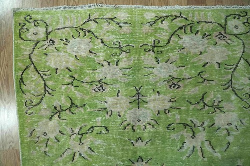 4x8 Vintage Green Rug, Wool Turkish Rug, Farmhouse Carpet, 4.07x7.97 ft. H-2829 - Picture 6 of 10