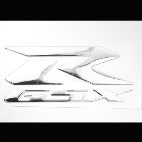 Blue Gel Fuel/Gas Tank Pad+x2 Chrome 3D Suzuki GSXR Logo Fairing Emblem Sticker - Picture 6 of 7