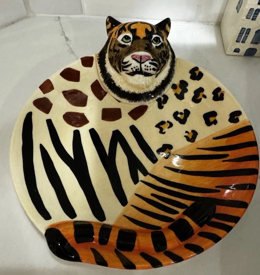 Plato Tigre Decorativo Animal Loto Vintage C B Foto 2 de 4