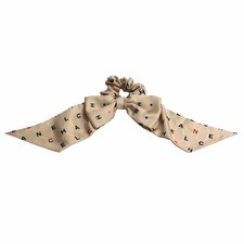 CHANEL Silk Logo Here Mark Ribbon Hair Accessory Scrunchie Ladies Authentic