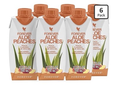 Forever Aloe Peaches Peach Aloe Vera Gel Vegan Gluten-Free Drink 330ml 6 Pack