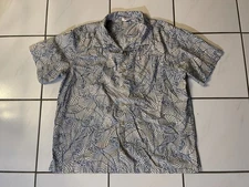 Barefoot In Paradise Hawaiian Shirt Men's Large Blue Wave Tropical Resort