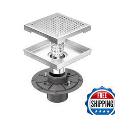 Neodrain 6-Inch Square Shower Drain Removable Quadrato Pattern Grate Pvc Shower